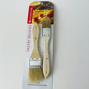 2pcs Everyday Living Pastry Brushes 1"and 1 1/2", Natural Bristles‎ and Handles